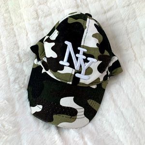 Youth Kids Camouflage Green and Black NY New York Baseball Cap Hat